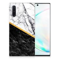 Samsung Galaxy Note 10 | TPU | Siliconen hoesje | Marmer Wit Zwart - Origineel Cadeau Man - thumbnail
