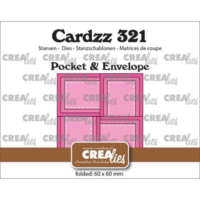 Crealies • cardzz pocket & envelope met 4 rechthoekige flapjes 6 x 6 cm