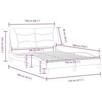 Bedframe met hoofdbord kunstleer cappucinnokleurig 140x190 cm - thumbnail