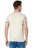 RustyNeal - T-shirt Heren - Knoopsluiting - Camel - Ronde Hals - thumbnail