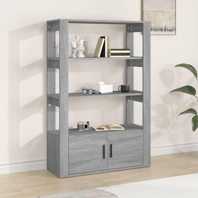 Dressoir 80x30x119,5 cm bewerkt hout grijs sonoma eikenkleurig