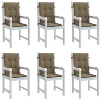 VidaXL Stoelkussens 6 st lage rug 100x50x4 cm stof gemêleerd taupe - thumbnail
