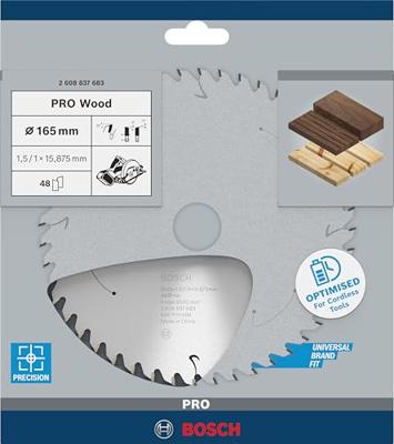 Bosch Accessories Bosch Power Tools 2608837683 Hardmetaal-cirkelzaagblad 165 x 15.875 mm Aantal tanden: 48 1 stuk(s)