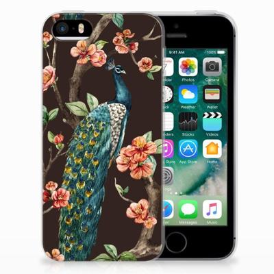Apple iPhone SE | 5S | TPU Hoesje | Pauw met Bloemen Apple iPhone SE | 5S | TPU Hoesje | Pauw met Bloemen