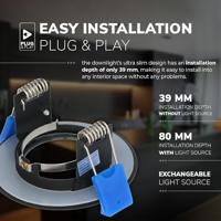 Set van 6 Bari LED Inbouwspots - 4,5 Watt 345 lumen - 2700K Warm Wit - GU10 - Dimbaar - Rond - IP65 Waterdicht - Zwart - Voor binnen, buiten en badkamer - thumbnail