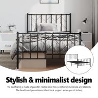 Bedframe met hoofd- en voeteneinde metaal zwart 100x200 cm - thumbnail