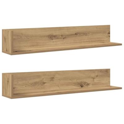 Wandschappen 2 st 100x16,5x16,5cm bewerkt hout artisanaal eiken Wandschappen 2 st 100x16,5x16,5cm bewerkt hout artisanaal eiken