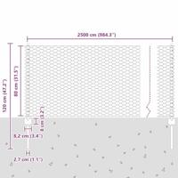 VidaXL Hek met paal zilver 0,8 x 25 m staal - thumbnail