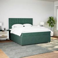Boxspring met matras fluweel donkergroen 180x200 cm - thumbnail