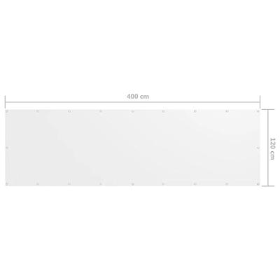 VidaXL Balkonscherm 120x400 cm oxford stof wit