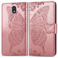 Voor LG K30 2019 Butterfly Love Flower reliëf horizontale Flip lederen draagtas met beugel Lanyard Card slot portemonnee (Rose goud) - thumbnail