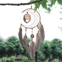 Eenvoudige uil wind klokkenspel Dream Catcher natuurlijke Feather muur opknoping Home interieur - thumbnail
