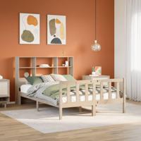 Bed met boekenkast zonder matras massief grenenhout 150x200 cm - thumbnail