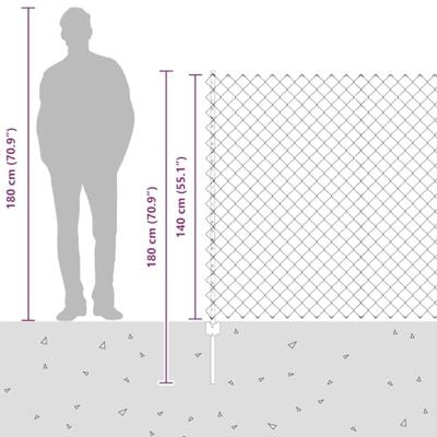 VidaXL Hek met paal groen 1,4 x 10 m staal en pvc