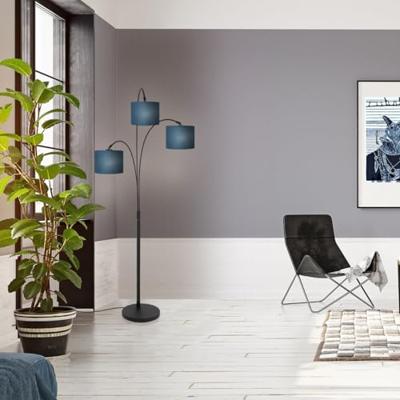 Steinhauer VloerlampSparkled Light zwart met blauwe kappen - 3828ZW