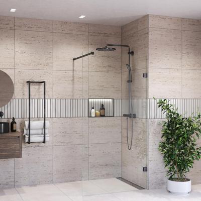 Inloopdouche BWS Portos Gunmetal 140x200 cm Helder Glas 8 mm Nano Coating Inloopdouche BWS Portos Gunmetal 140x200 cm Helder Glas 8 mm Nano Coating