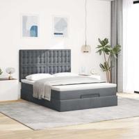 Ottoman bed met matrassen 140x190cm fluweel donkergrijs - thumbnail