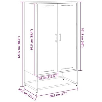 Hoge kast 68,5x38,5x123,5 cm staal zwart - thumbnail