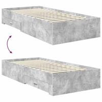 Bedframe met hoofdeinde Beton Grijs 90 x 190 cm Bewerkt hout - thumbnail