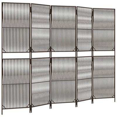 Kamerscherm 5 panelen poly rattan bruin