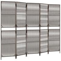 Kamerscherm 5 panelen poly rattan bruin - thumbnail