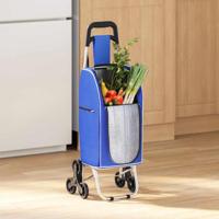 VidaXL Winkel trolley blauw 39,5 x 33 x 93 cm oxford stof - thumbnail