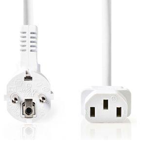Nedis Stroomkabel | Type F (CEE 7/7) Male | IEC-320-C13 | Gehoekt | Recht | Vernikkeld | 5.00 m | Rond | PVC | Wit | Label - CEGL10000WT50