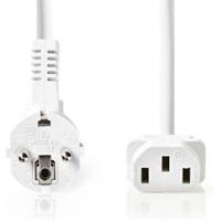 Nedis Stroomkabel | Type F (CEE 7/7) Male | IEC-320-C13 | Gehoekt | Recht | Vernikkeld | 5.00 m | Rond | PVC | Wit | Label - CEGL10000WT50 - thumbnail