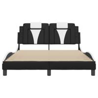 Bedframe met hoofdbord kunstleer zwart en wit 140x200 cm - thumbnail