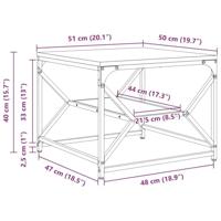 Salontafel Zwart eiken 51 x 50 x 40 cm Engineered hout en staal - thumbnail