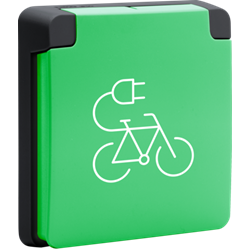 Fietsoplaadpunt zwart / 250 Vac stopcontact met randaarde