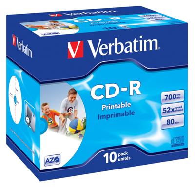 Verbatim 43325 CD-R 80 disc 700 MB 10 stuk(s) Jewelcase Bedrukbaar