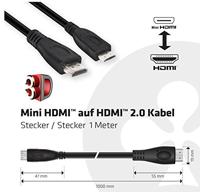 club3D CAC-1350 HDMI-kabel HDMI Aansluitkabel HDMI-mini-C-stekker, HDMI-A-stekker 1.00 m Zwart 4K UHD - thumbnail