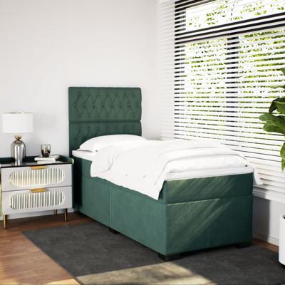 Boxspring met matras fluweel donkergroen 160x200 cm - thumbnail