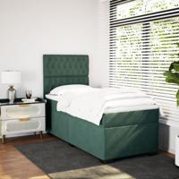 Boxspring met matras fluweel donkergroen 100x200 cm - thumbnail