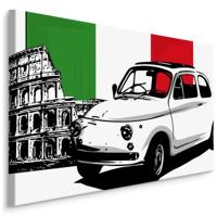 Schilderij - Fiat voor het Colosseum, Italiaanse Vlag, Premium Print - thumbnail