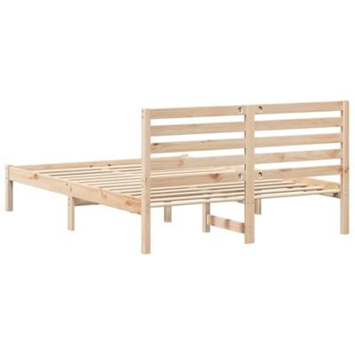 Bedframe met hoofdeinde Bruin 135 x 190 cm Massief grenenhout
