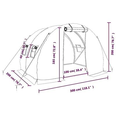 VidaXL Tuinkas met stalen frame 6 m² 3x2x2 m