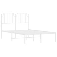Bedframe met hoofdbord metaal wit 120x200 cm - thumbnail