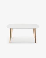 Kave Home Oqui eettafel uitschuifbaar 160/260x100 cm Wit - thumbnail