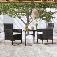 3-delige Tuinset poly rattan zwart - thumbnail