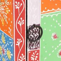 Ladekast met plank Multikleur 30 x 30 x 90 cm Massief mangohout - thumbnail