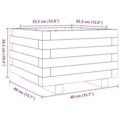 VidaXL Plantenbak 40x40x26,5 cm massief grenenhout wit
