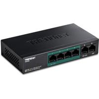 TRENDnet TPE-S50 6-Port Fast Ethernet PoE + -switch, 4 x Fast Ethernet PoE + poorten, 2 x Fast Ethernet-poorten, 60 W PoE Budget, Ethernet-netwerkschakelaar, metaal, zwart - thumbnail