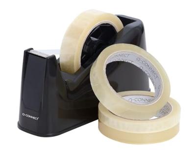 Q-CONNECT plakbandafroller, voor rollen van 25 x 33 m of 25 x 66 m, zwart