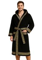 Luxe zwarte badjas met gouden details - Dubai stijl-xl/xxl - thumbnail