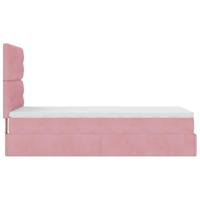 Ottoman bed met matrassen 90x190cm fluweel roze - thumbnail