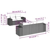 6-delige Loungeset met kussens poly rattan lichtgrijs - thumbnail
