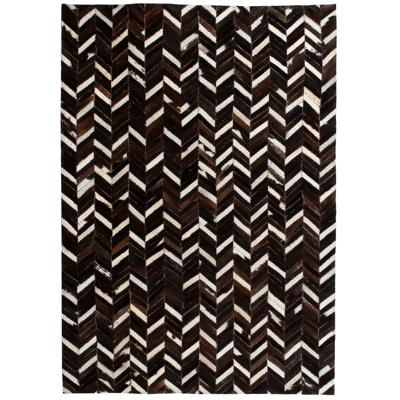 vidaXL Vloerkleed chevron patchwork 120x170 cm echt leer zwart/wit