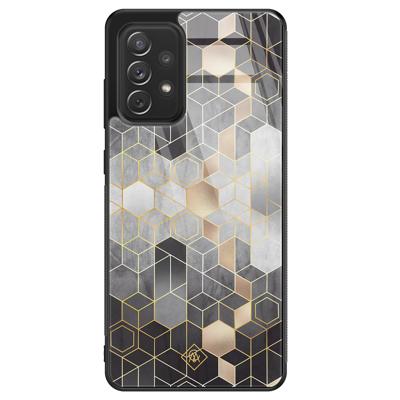 Samsung Galaxy A52 glazen hardcase - Grey cubes Samsung Galaxy A52 glazen hardcase - Grey cubes